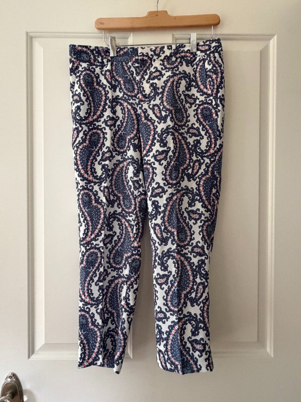 Banana Republic Blue white salmon paisley ankle pants, size 4P, like new